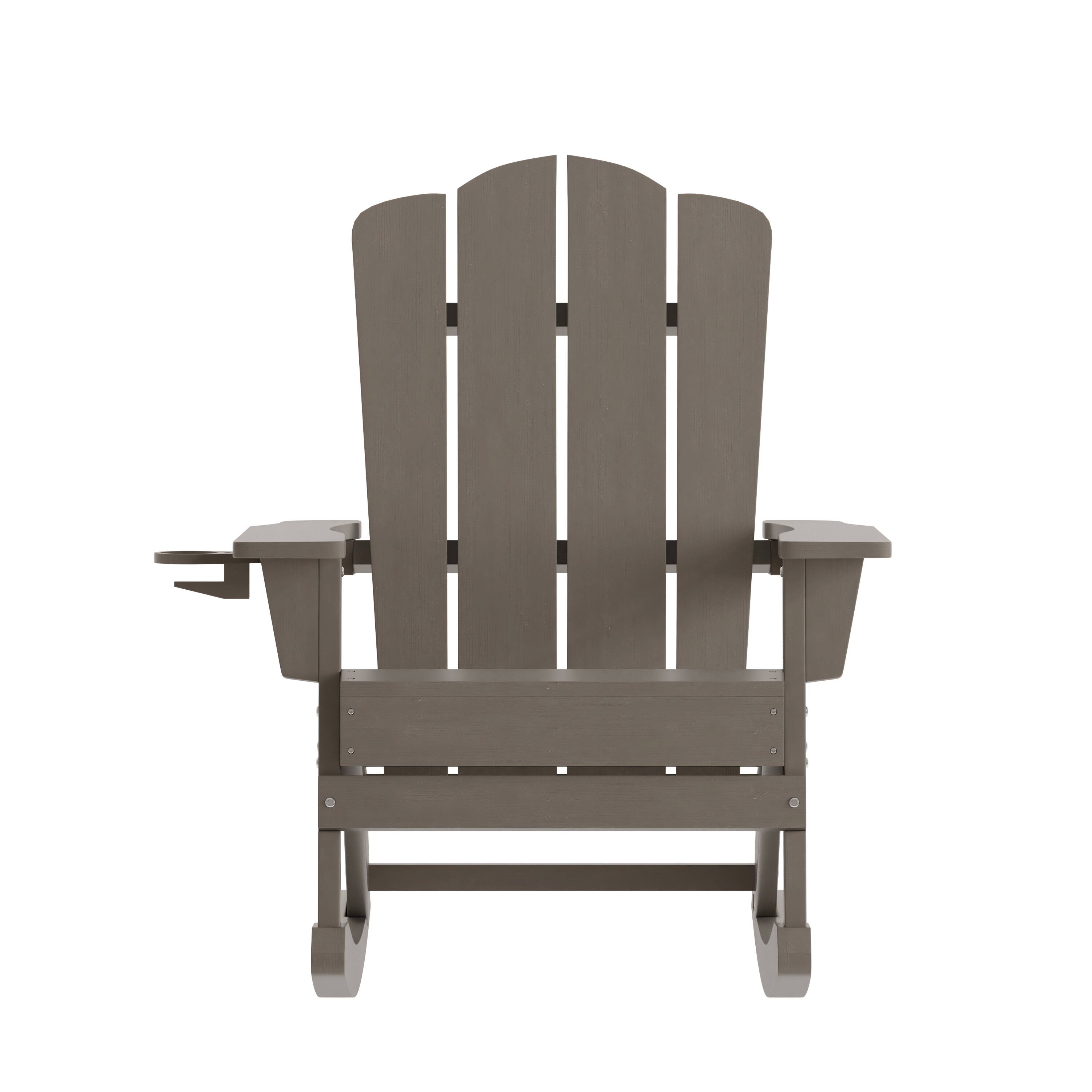 Alt View 10. Emma + Oliver - Tiverton Set of 2 Adirondack Rocking Chairs with Cup Holders, Weather Resistant HDPE Adirondack Rocking Chairs - Brown.