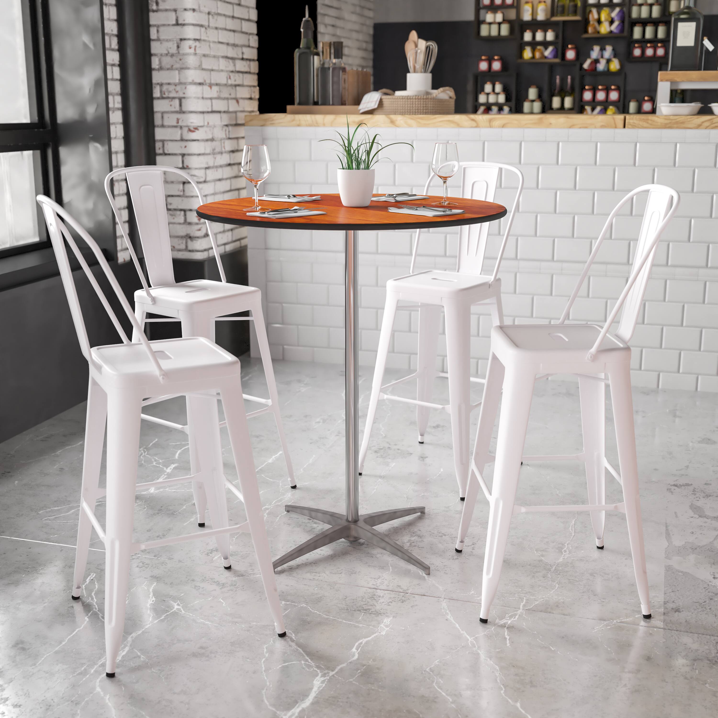 Alt View 1. Emma + Oliver - 36" Round Wood Cocktail Table with 30" and 42" Columns - Natural.