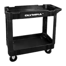 Olympia Tools - 500 Pound Capacity Plastic Rolling Utility Cart w/ Shelves - Black