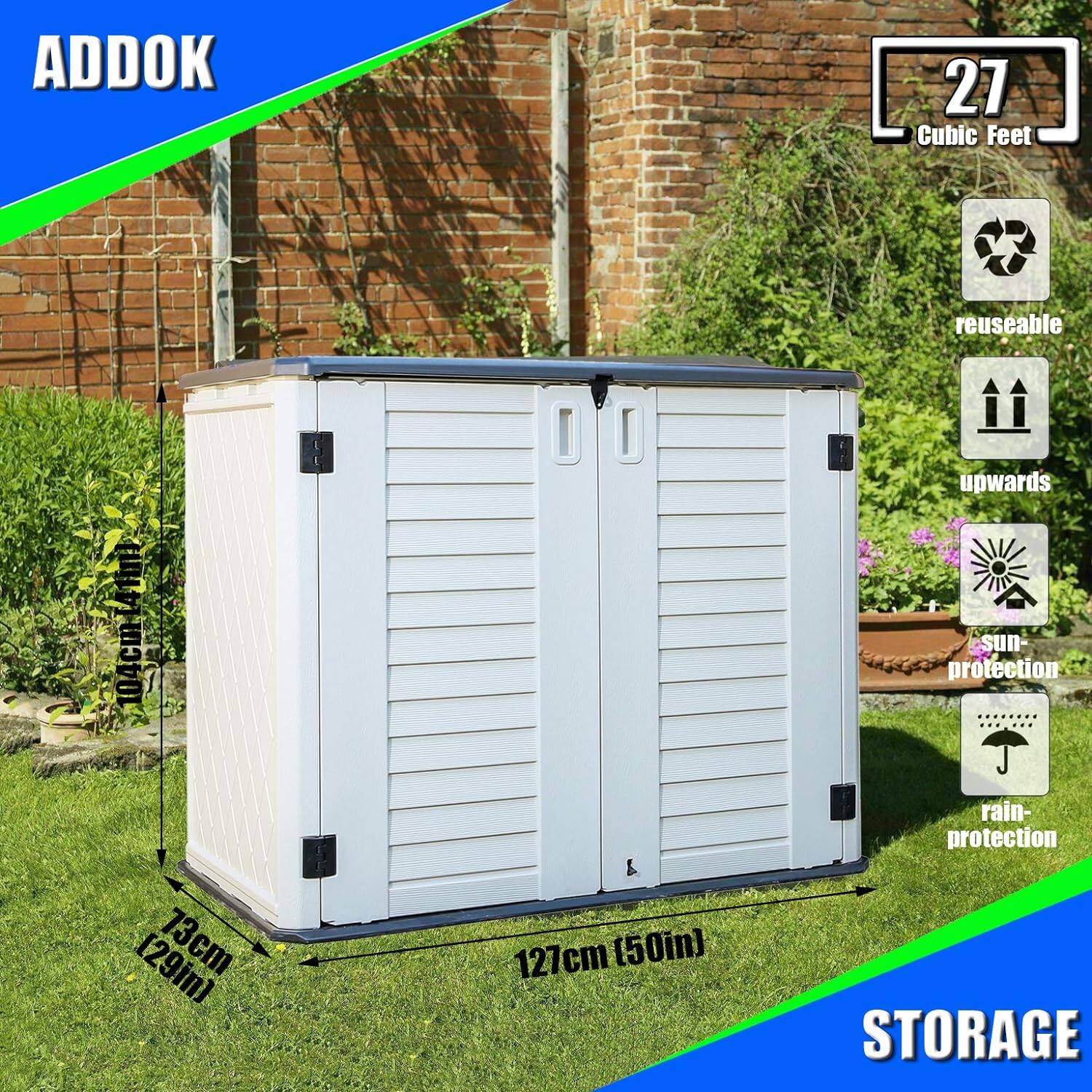 ADDOK 27 Cubic Feet reusable 41m 104cm upwards sun protection rain- protection [29in] 73cm 127cm (50in) STORAGE