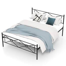 Ecooso - Queen Size Metal Bed Frame with Headboard and Footboard for Industrial Style - Black