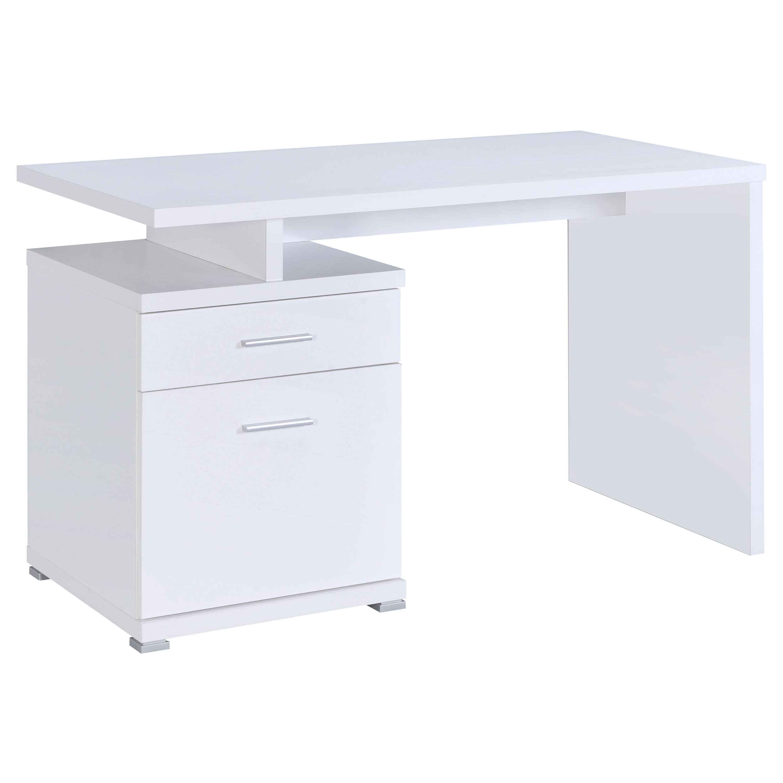 Angle. APRILSOUL - 1pc Contemporary Sleek Office Desk 47-inch 2-drawer Office Computer Desk Reversible White Finish - White.