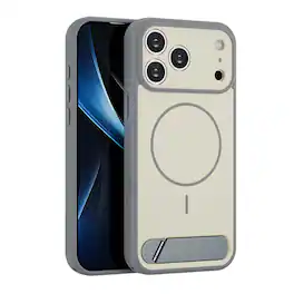 Dteck - Magnetic Case for Apple iPhone 17 Pro, Shockproof Protective Cover with Hidden Kickstand, Precise Camera Cutouts - Gray