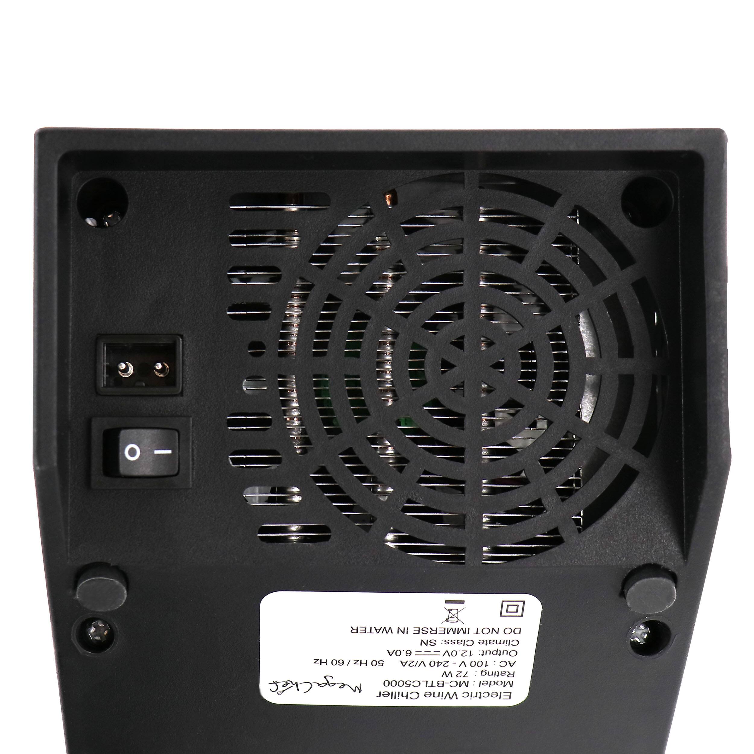 WATER NIMMERSE NOT DON
Class: Climate
OA = 12
Output: 2H
09/ZH
OS
V/2A
V-240
C:1
AC
M
72
Rating megackes del: MC-BTLC5000
Model: Chiller Wine Electric