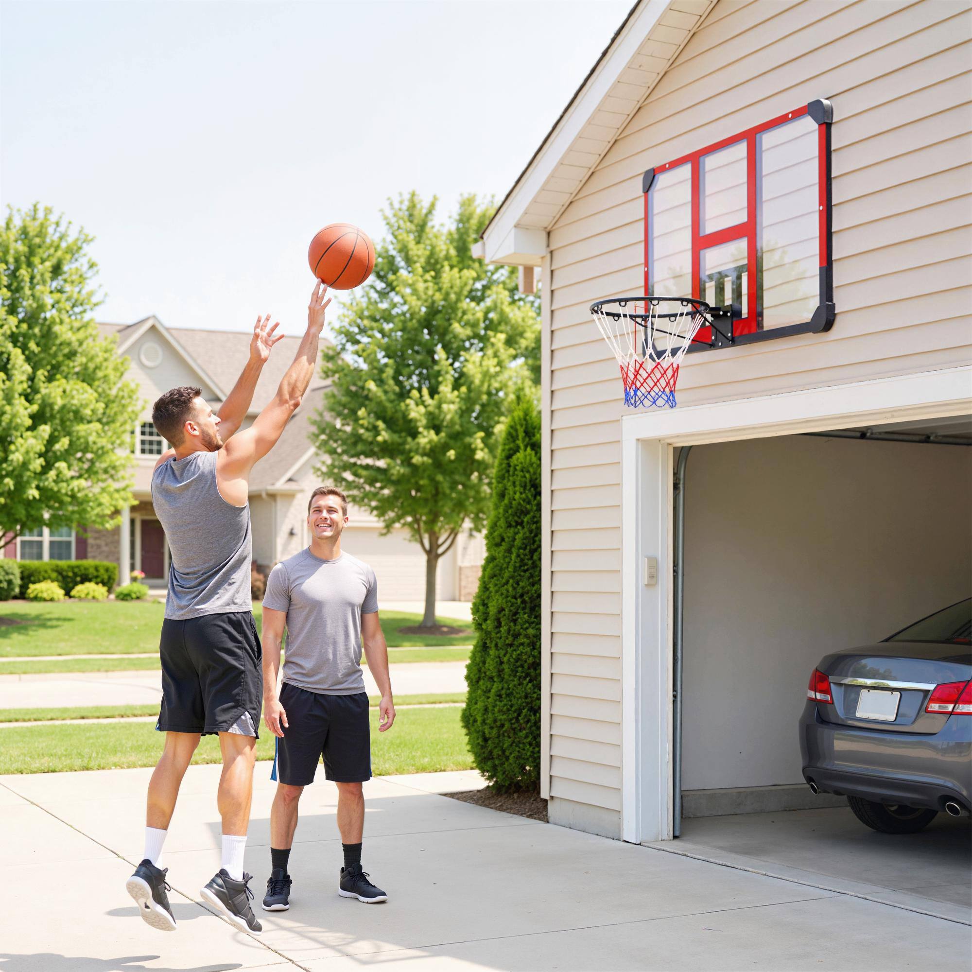 Alt View 6. Soozier - Mounted Basketball Hoop with Shatter-Resistant Backboard - Black, Clear, Red.