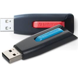 Verbatim - 64GB Store 'n' Go® V3 USB 3.2 Gen 1 Flash Drive - 2pk - Red, Blue - 64GB - 2pk - Red, Blue - Blue,Red