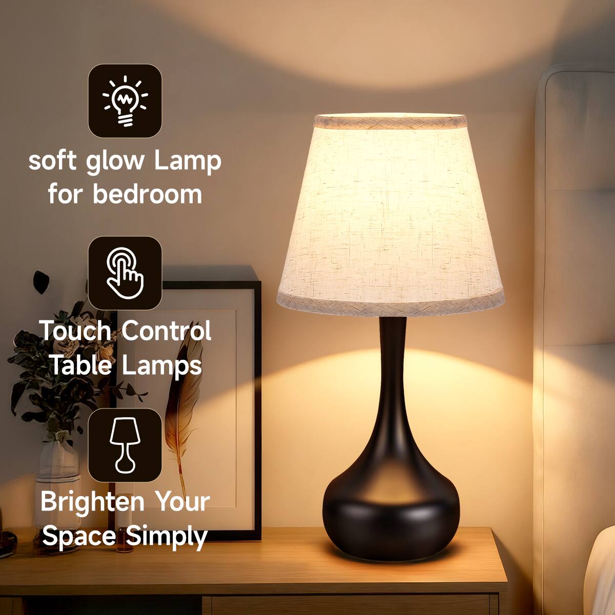 - soft glow Lamp for bedroom
- Touch Control Table Lamps
- Brighten Your Space Simply