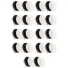 Front. Theater Solutions by Goldwood - TSQ670 Flush Mount 70 Volt In Ceiling Speakers with 6.5" Woofers Quick Install 9 Pair Pack - Paintable White.