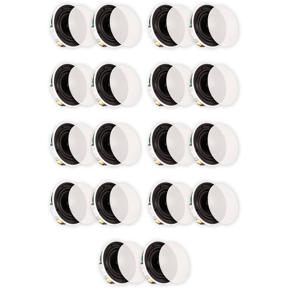 Front. Theater Solutions by Goldwood - TSQ670 Flush Mount 70 Volt In Ceiling Speakers with 6.5" Woofers Quick Install 9 Pair Pack - Paintable White.