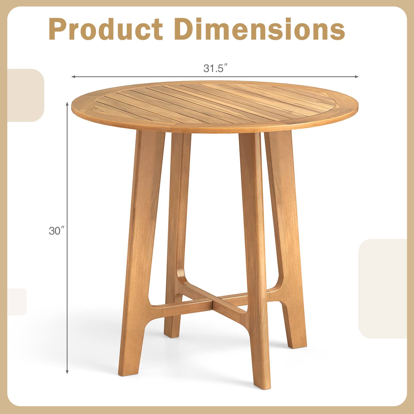 Product Dimensions

- Diameter: 31.5"
- Height: 30"
