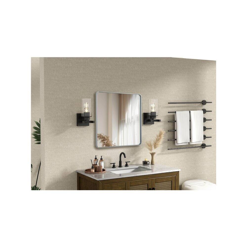 Alt View 2. Elegant Decor - Contour Metal Square Mirror 42x42 in Silver - Silver.