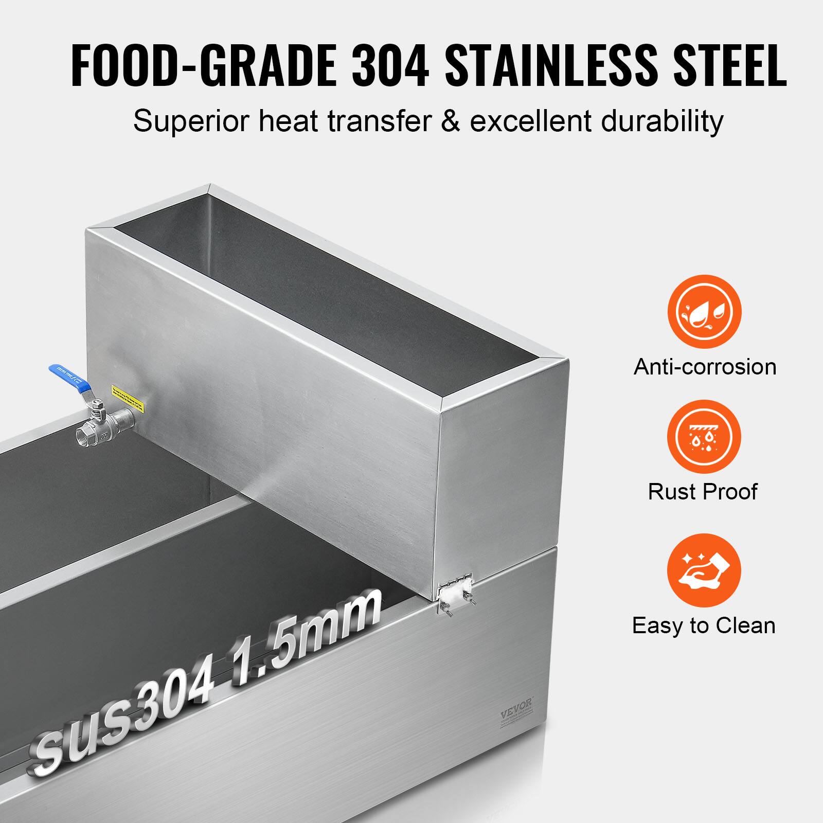 FOOD-GRADE 304 STAINLESS STEEL  
Superior heat transfer & excellent durability  

Anti-corrosion  
Rust Proof  
Easy to Clean  

SUS304 1.5mm