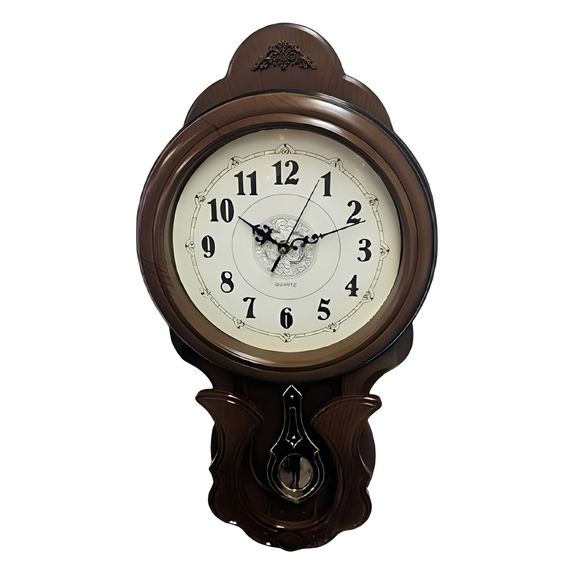 Front. FC Design - 22"H Dark Brown Vintage Style Elegant Wooden Wall Clock - Multicolor.