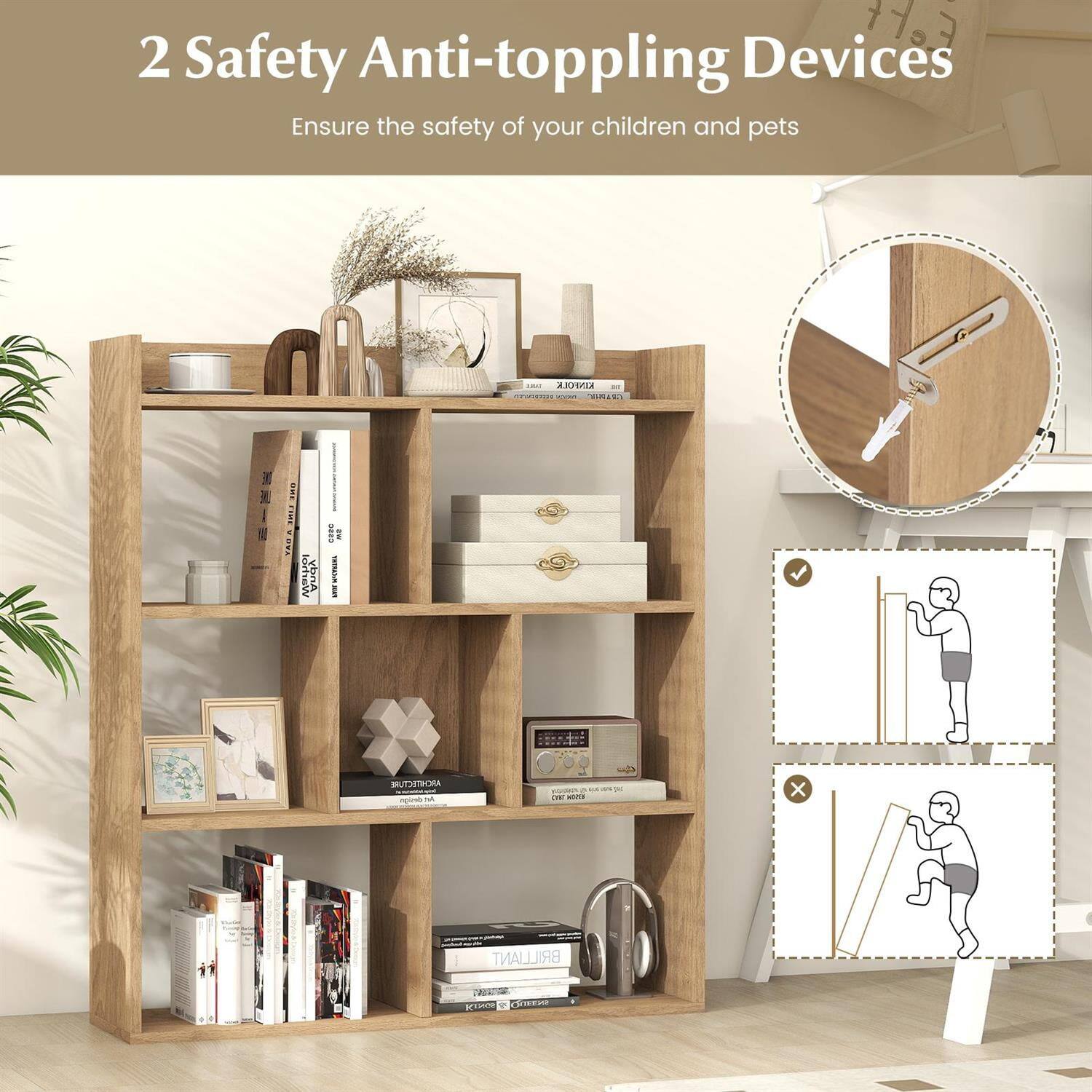 2 Safety Anti-toppling Devices  
Ensure the safety of your children and pets