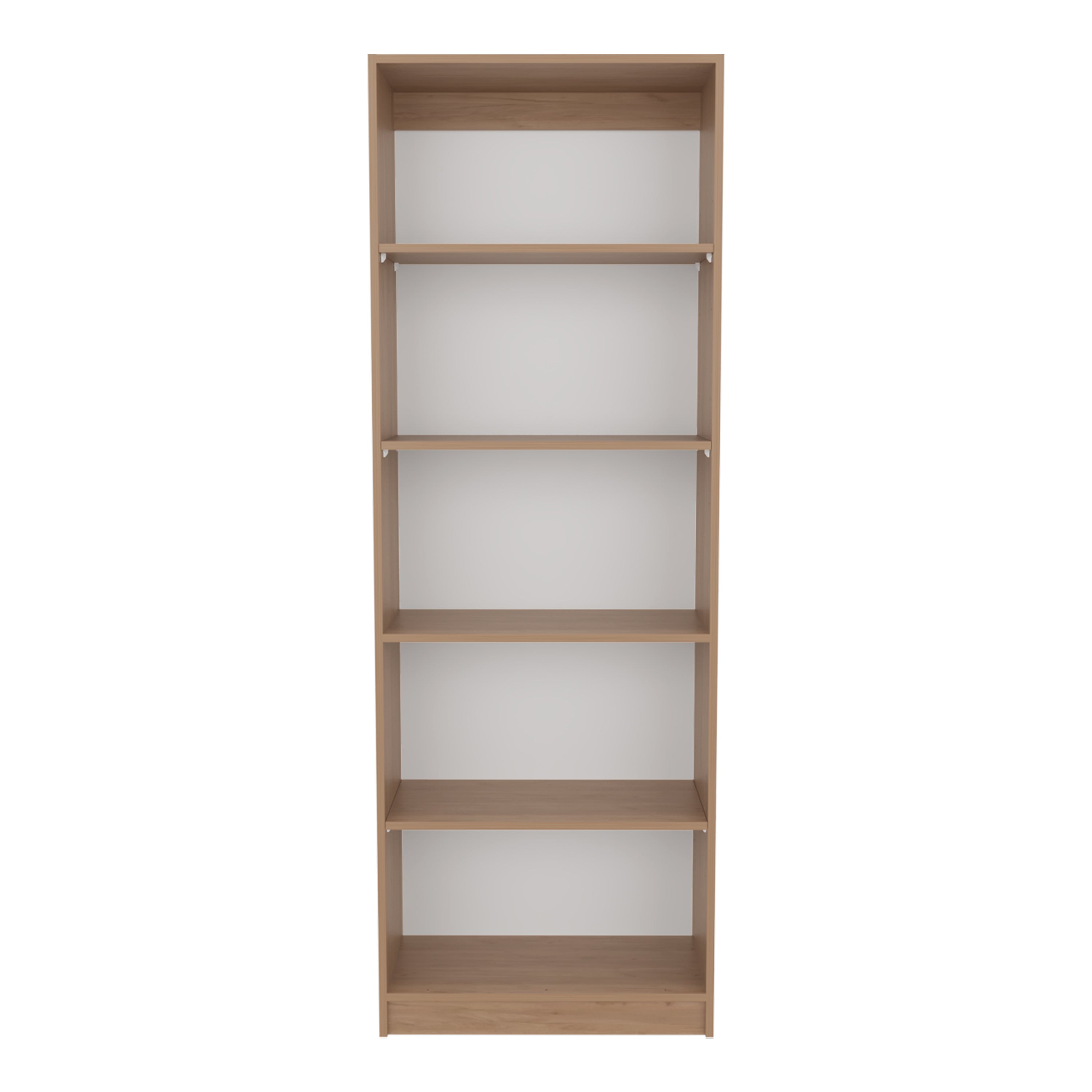Left. Depot Eshop - Vinton 4-Tier Bookcase with Modern Storage for Books and Decor - Natural Oak / White.