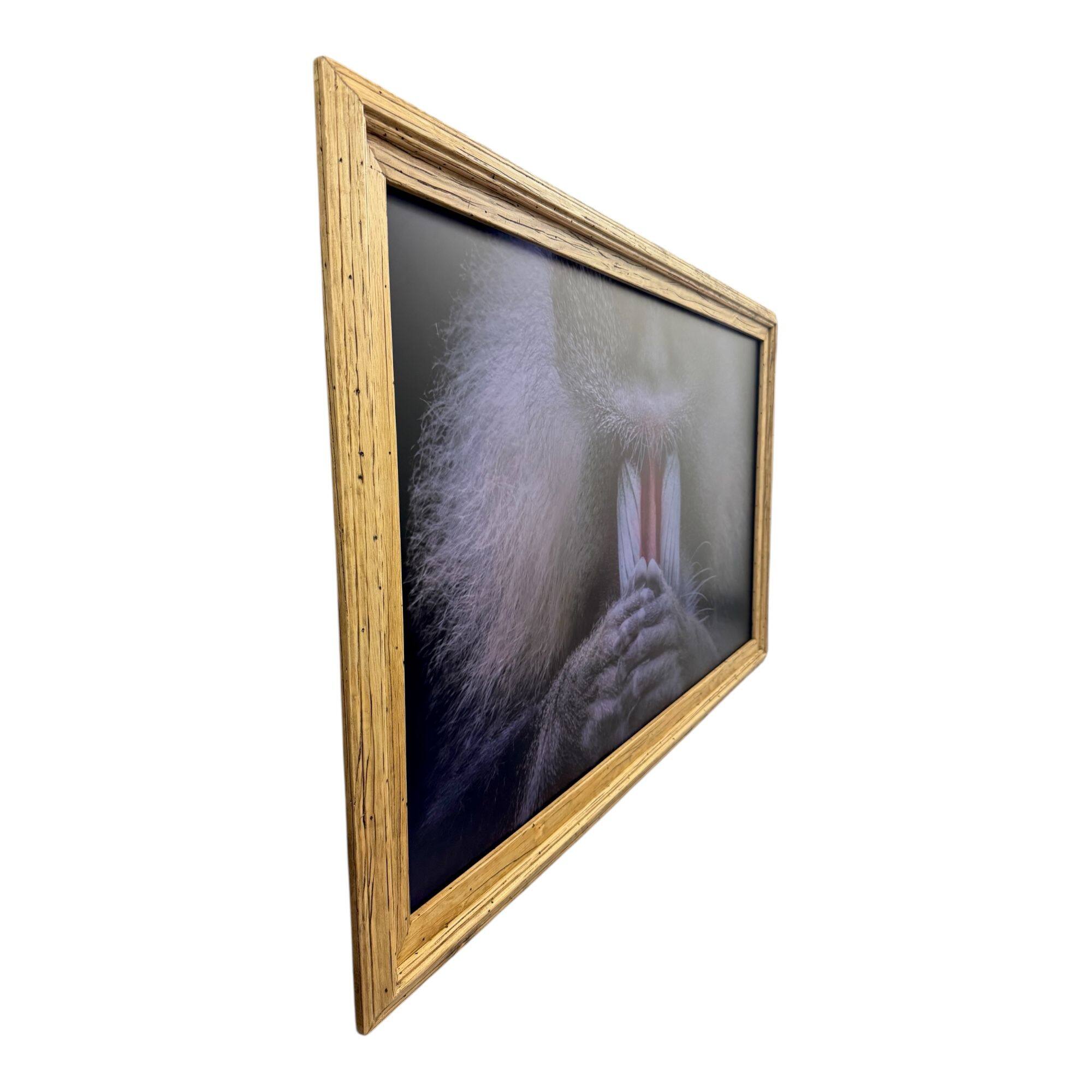 Angle. LAREDO FRAME FACTORY - 32 inch Handmade Tv frame for Samsung The Frame tv and Frame Pro Model - RUSTIC LIGHT WOOD.