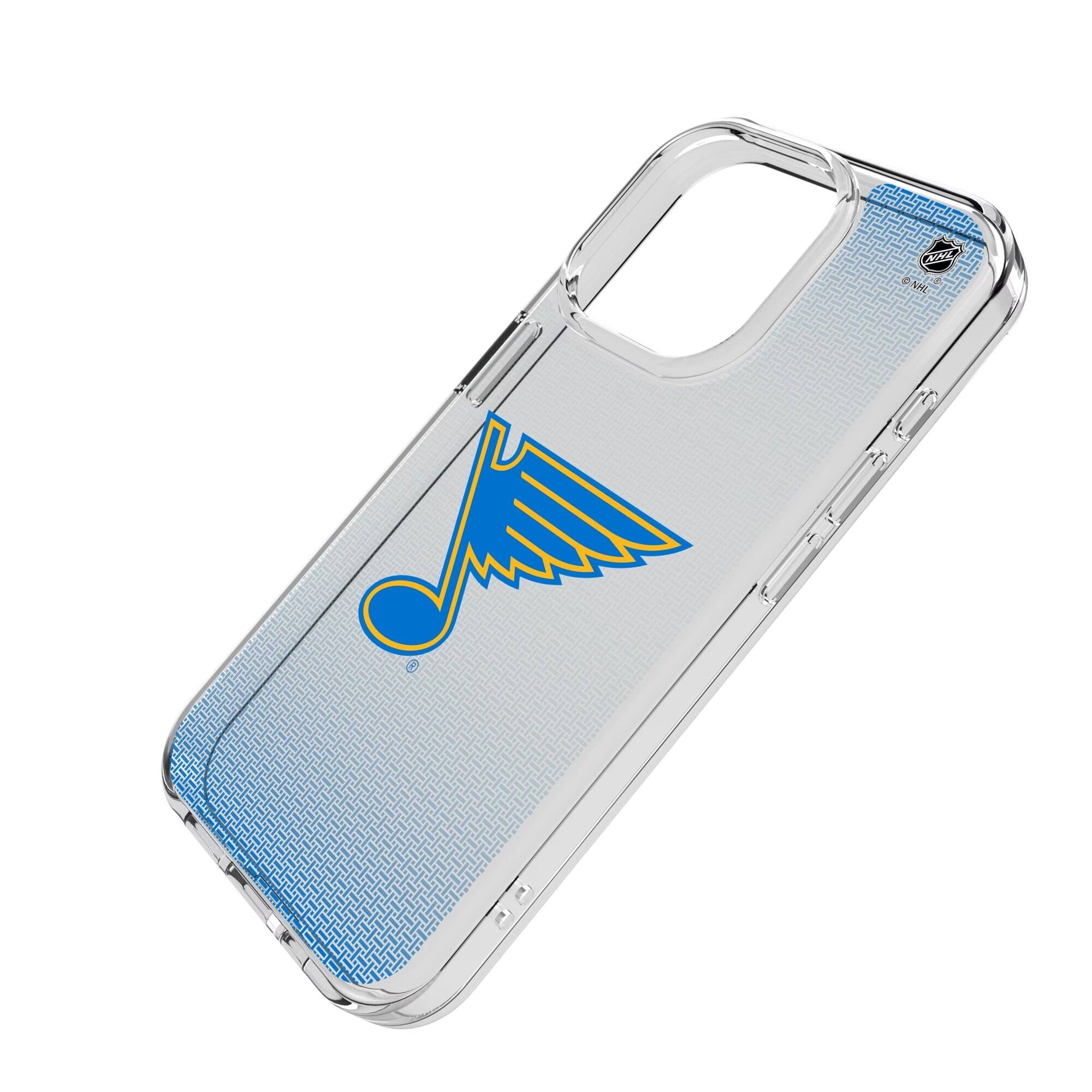 Alt View 1. Keyscaper - St. Louis Blues Linen Logo iPhone Clear Case - 13 mini - Multicolor.