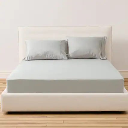 Front. KASENTEX - KASENTEX Twin Sheet Set Grey– Machine Washable with Fitted Sheet and 2 Pillowcases - Grey.