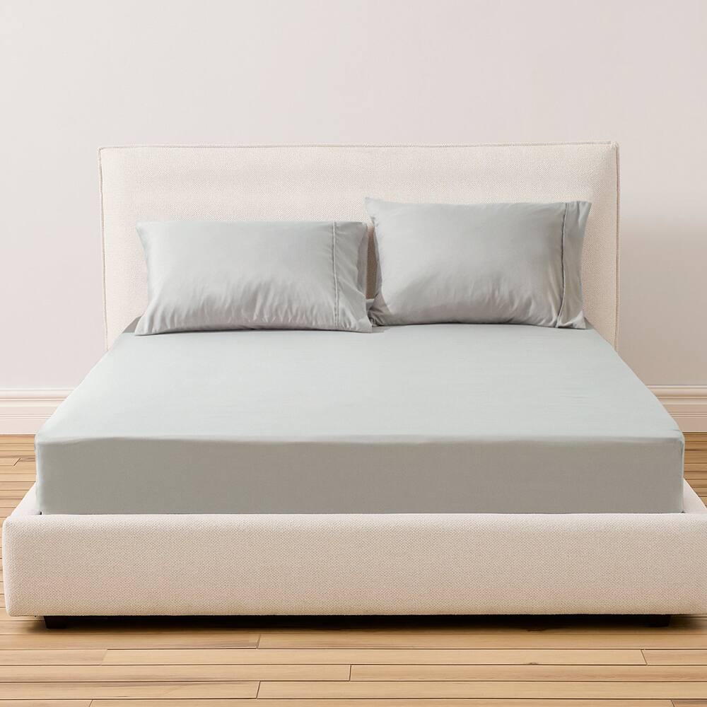 Front. KASENTEX - KASENTEX Twin Sheet Set Grey– Machine Washable with Fitted Sheet and 2 Pillowcases - Grey.