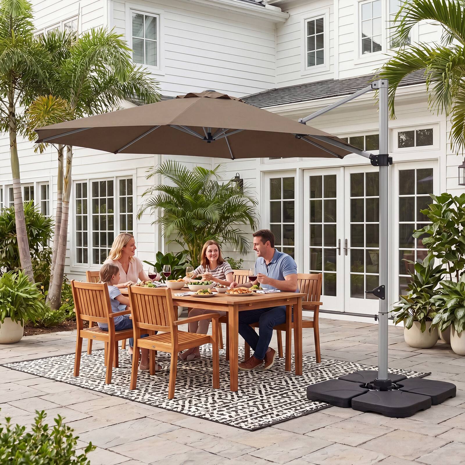 Costway 11FT Cantilever Outdoor Umbrella, Large Offset Umbrella with ...