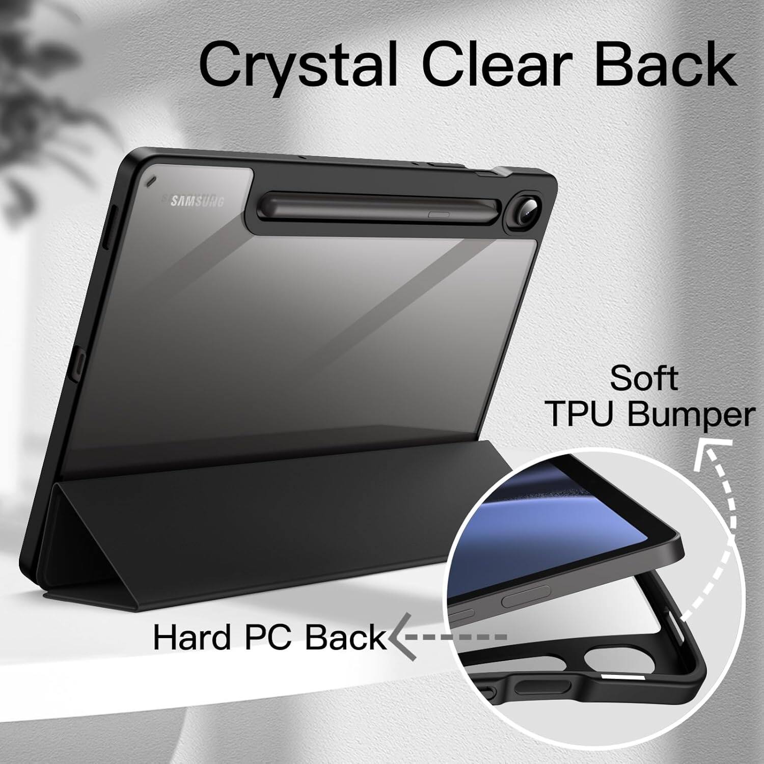 Crystal Clear Back, Soft TPU Bumper, Hard PC Back