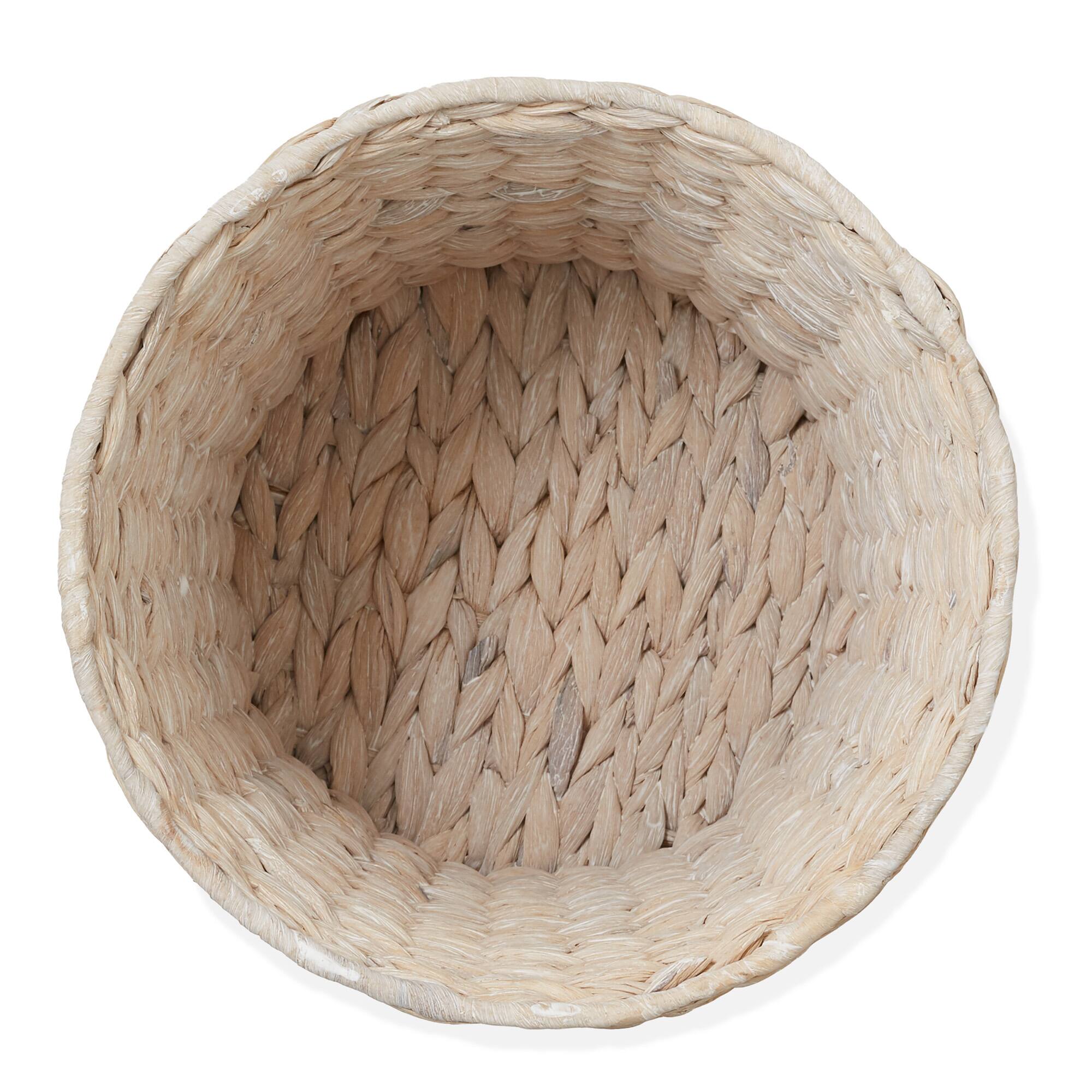 Alt View 4. Casafield - Seagrass Water Hyacinth Waste Basket - Woven Trash Can - Whitewash.