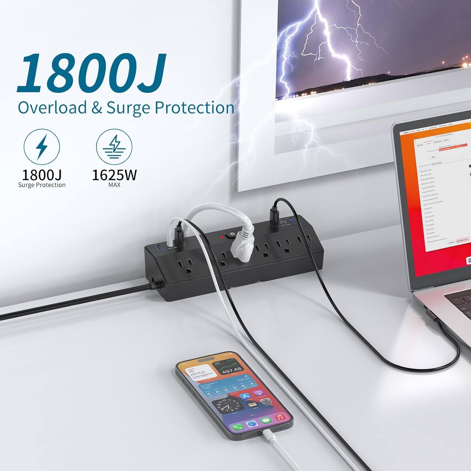1800J  
Overload & Surge Protection  

1800J Surge Protection  
1625W MAX