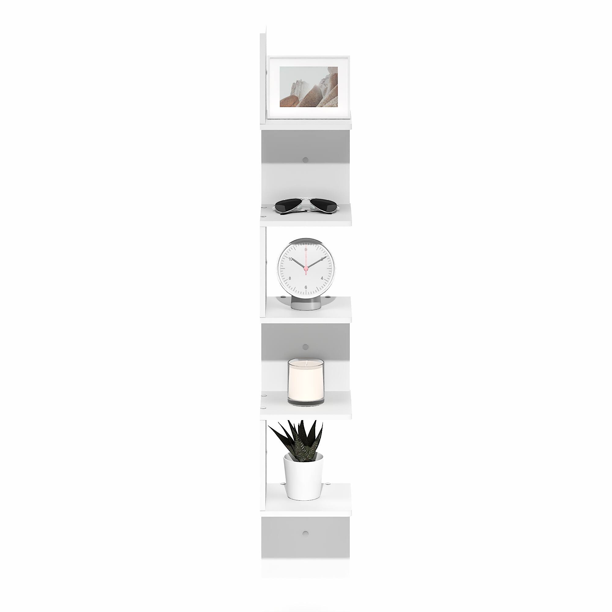 Alt View 3. Furinno - ROSSI Easy Assembly Corner Floating Shelves for Wall, Corner Square Wall Shelf, S-shape Radial Floating Book Shelf - White.