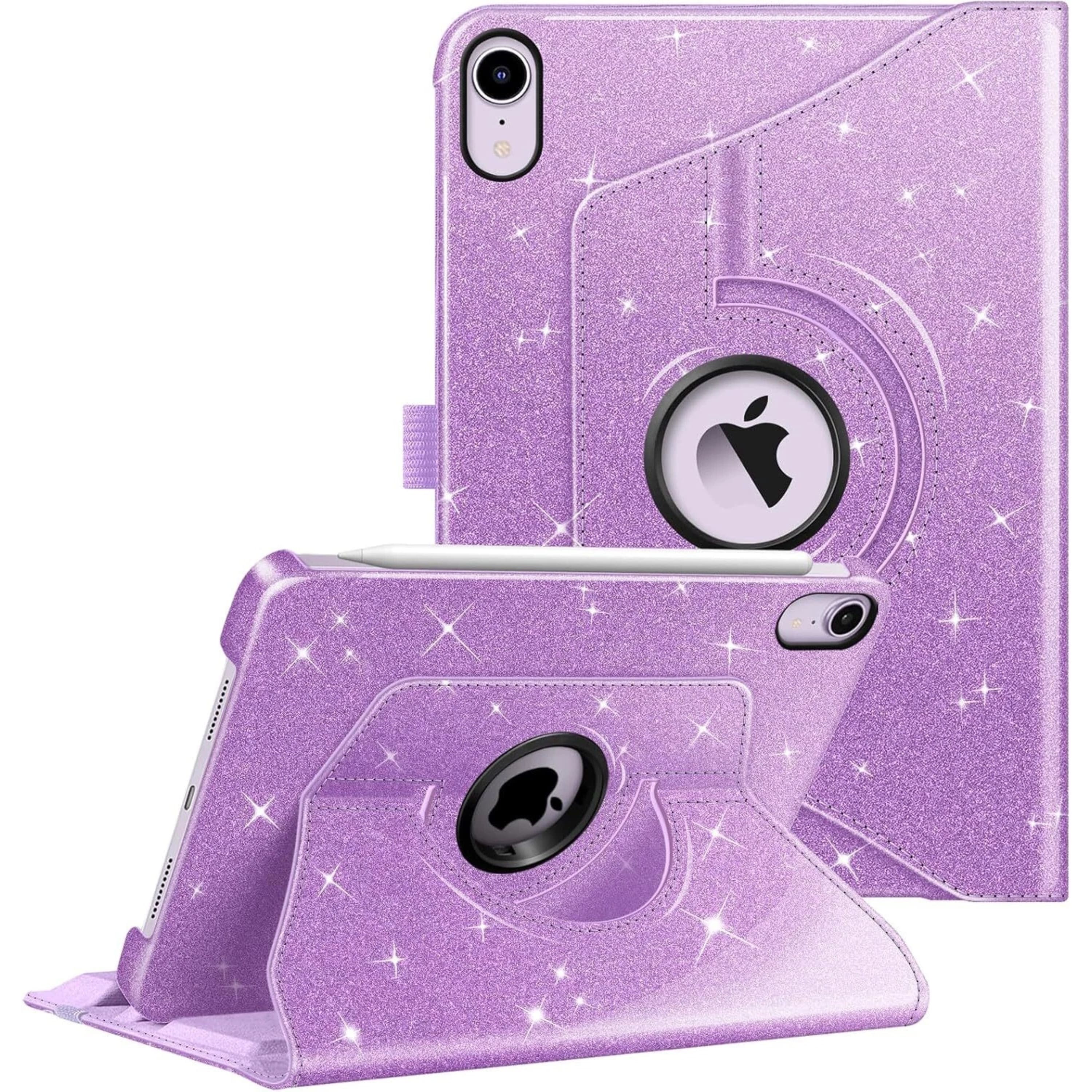 Kitcheniva - Adjustable Rotating Case For iPad Mini 7 A17 Pro 2024 And iPad Mini 6 Glitterring Purple - Glittering Purple