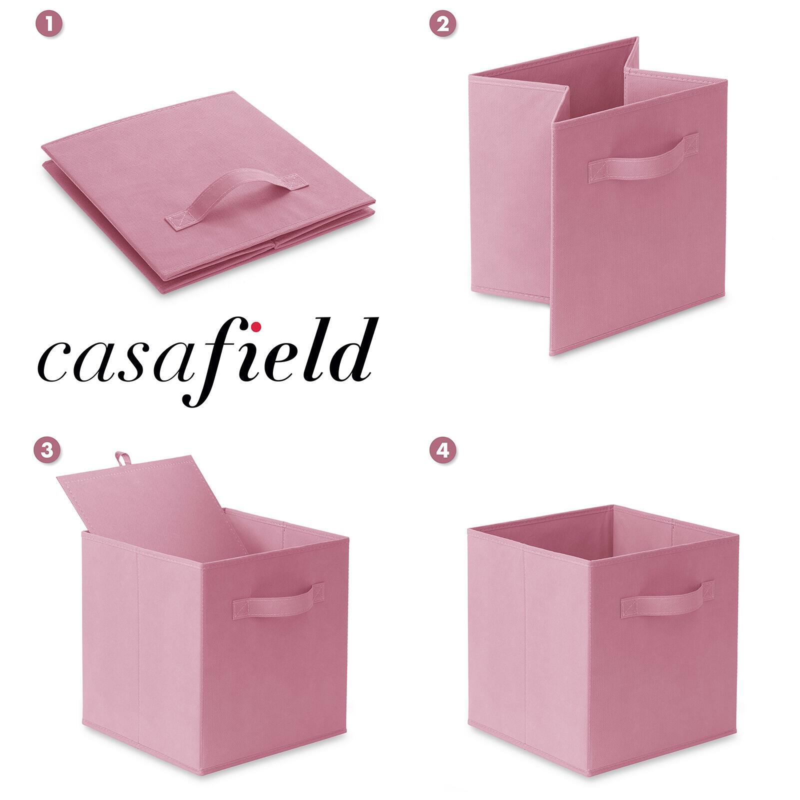 Alt View 5. Casafield - (Set of 12) Collapsible Fabric Cubes - Storage Bins - Light Pink.