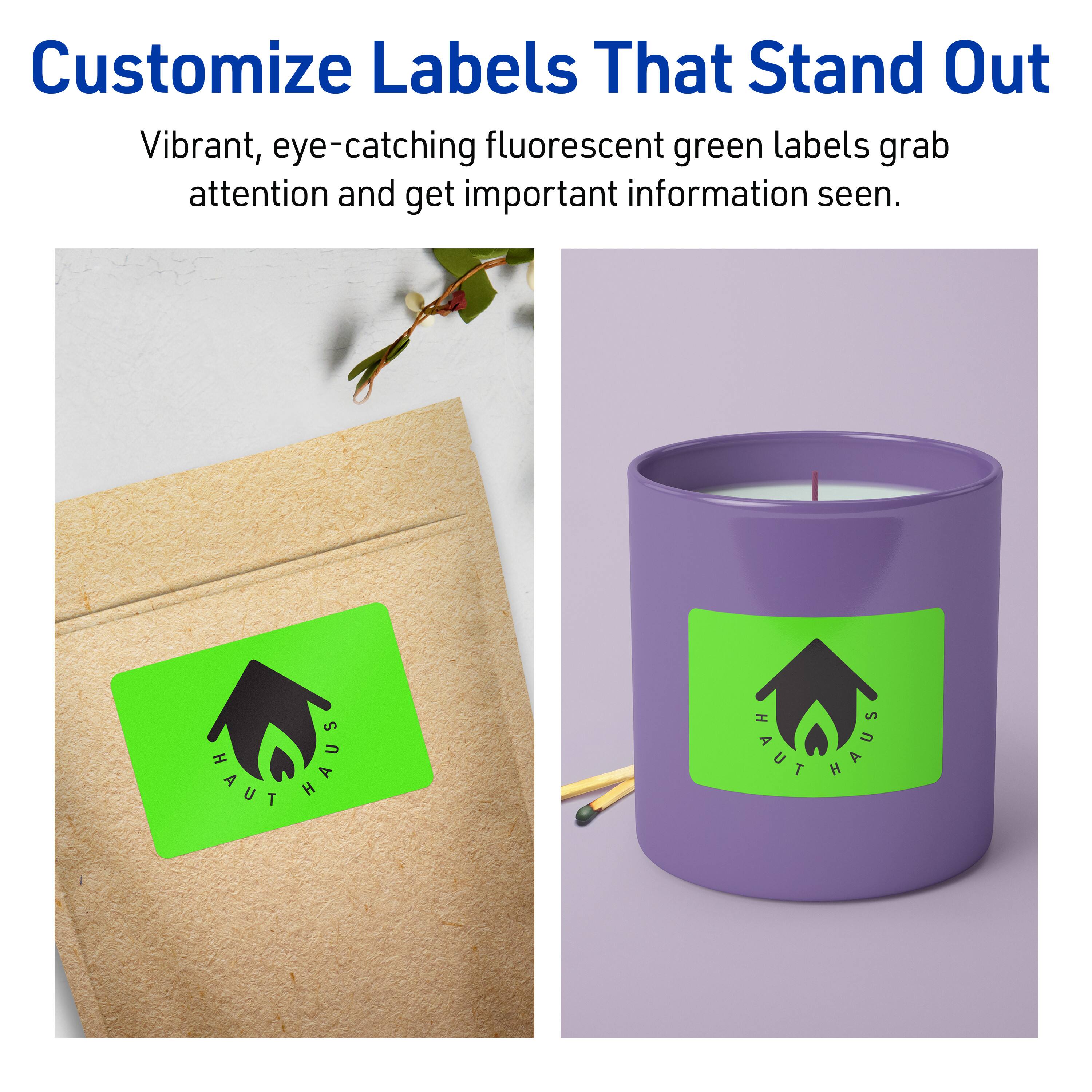 Customize Labels That Stand Out

Vibrant, eye-catching fluorescent green labels grab attention and get important information seen.

HAUT HAUS
