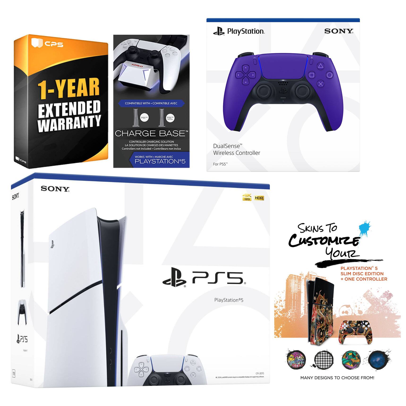 CPS PlayStation SONY OA 1-YEAR EXTENDED WARRANTY CHARGE BASE CONTROLLER CHARGING SOLUTIONS COMPATIBLE WITH PLAYSTATION®5

SONY PlayStation®5 DualSense™ Wireless Controller For PS5

SONY PlayStation®5 Slim Disc Edition

SKINS TO CUSTOMIZE YOUR PLAYSTATION®5 SLIM DISC EDITION + ONE CONTROLLER MANY DESIGNS TO CHOOSE FROM