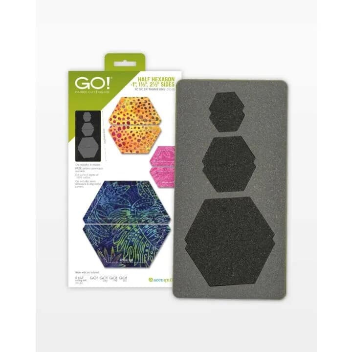AccuQuilt - Accuq uilt 55165 Half Hexagone Die 1 ", 1", 1 1/2 ", 1-1/2" – 2 1/4 Inch 1/4 Inch - Multicolor