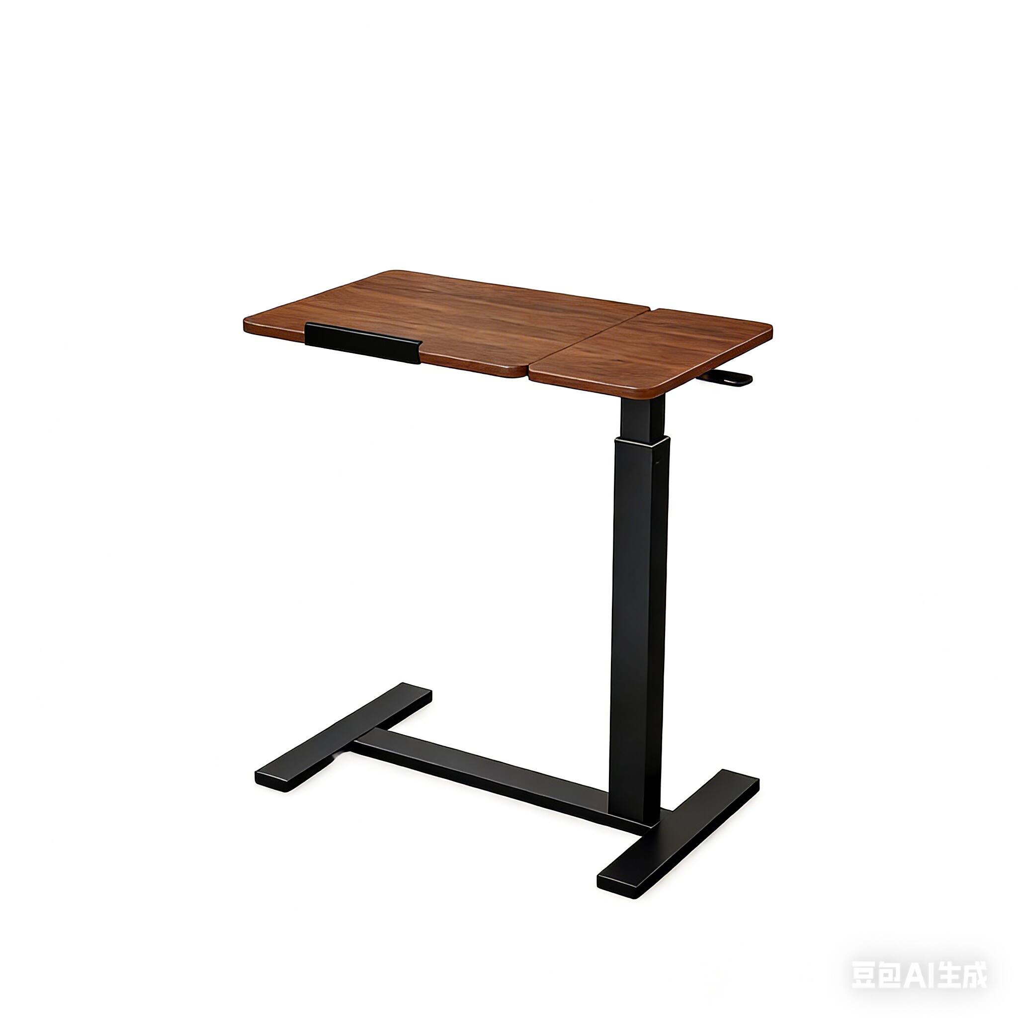 Alt View 7. Loheer - Loheer Mobile Standing Desk Adjustable Rolling Laptop Table Overbed Bedside Desk Walnut - Brown+Black.