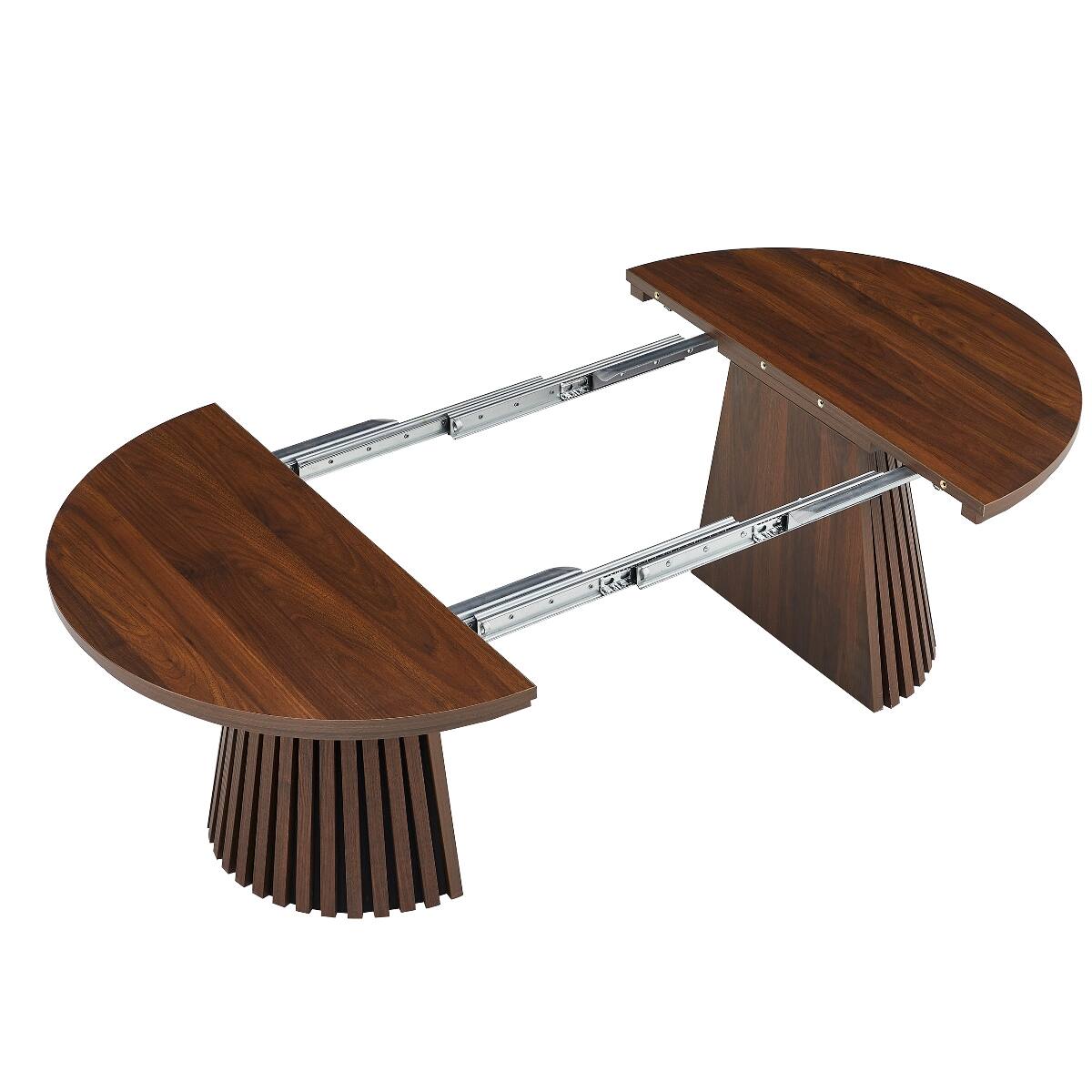 Alt View 7. Loheer - Loheer Walnut-Colored Oval Coffee Table, Extendable Wooden Table for Dining or Living Room - Walnut.