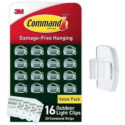 3M Command Brand Damage-Free Hanging  
Value Pack  
16 Outdoor Light Clips  
20 Command Strips