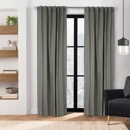 Commonwealth Home Fashions - Thermalogic Galati Room Darkening Trendy Textured Herringbone Motif Dual Header Curtain Panel 52" x 108" - Charcoal