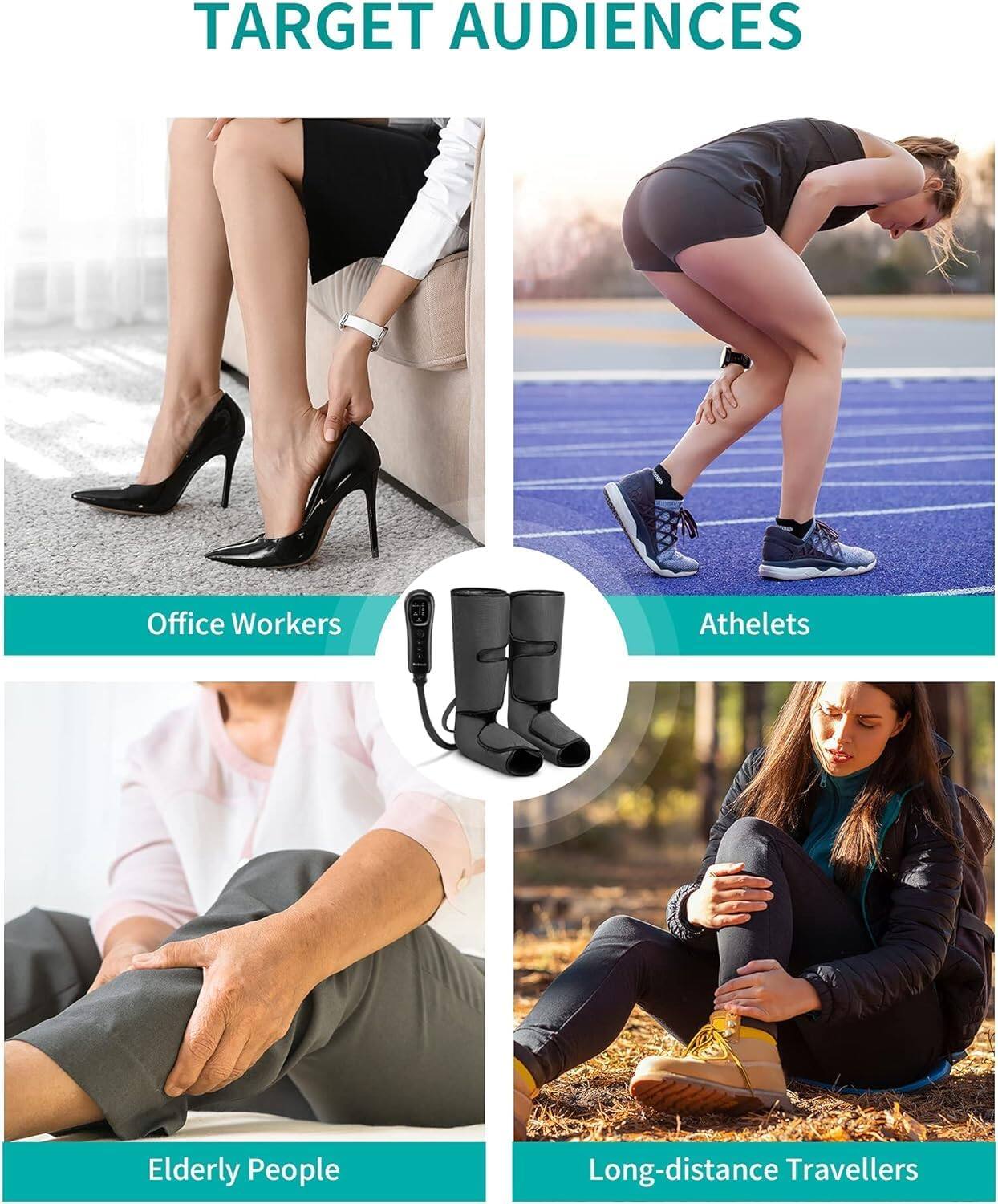 TARGET AUDIENCES
Office Workers
Athelets
Elderly People
Long-distance Travellers