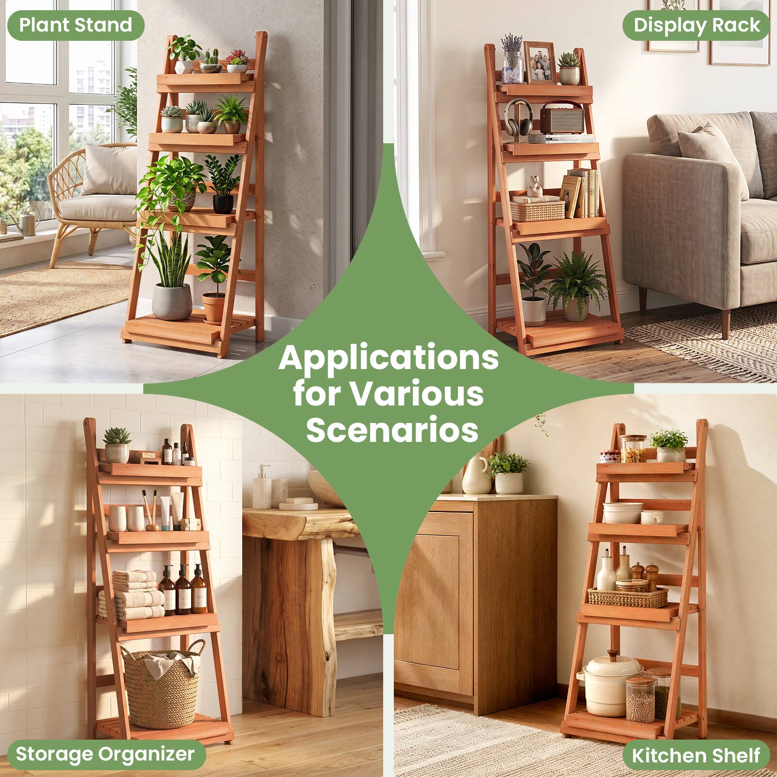 Plant Stand  
Display Rack  
Applications for Various Scenarios  
Storage Organizer  
Kitchen Shelf