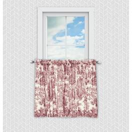 Ellis Curtain - Victoria Park Toile Room Darkening Window Rod Pocket Pair Set With 2 Tiers - 2-Piece - 68" x 36" - Red
