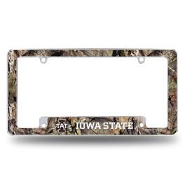 Rico Industries - Iowa State Cyclones Chrome Metal License Plate Frame with Bold Mossy Oak Camouflaged Camo Design - Multi