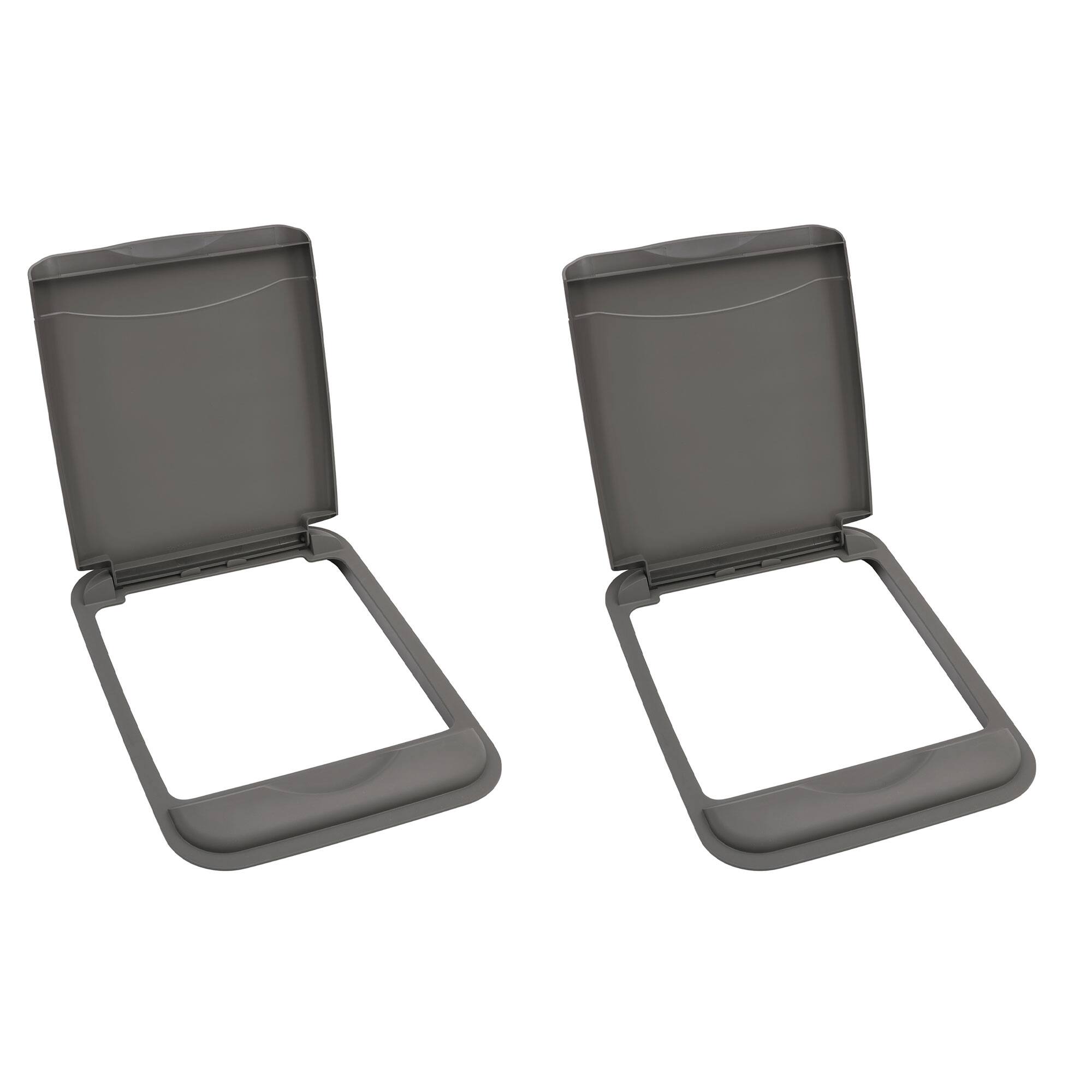 Front. Rev-A-Shelf - Rev-A-Shelf 50 Qt Trash Can Replacement Lid, Gray, RV-50-LID-13-1-40 (2 Pack) - Orion Gray.