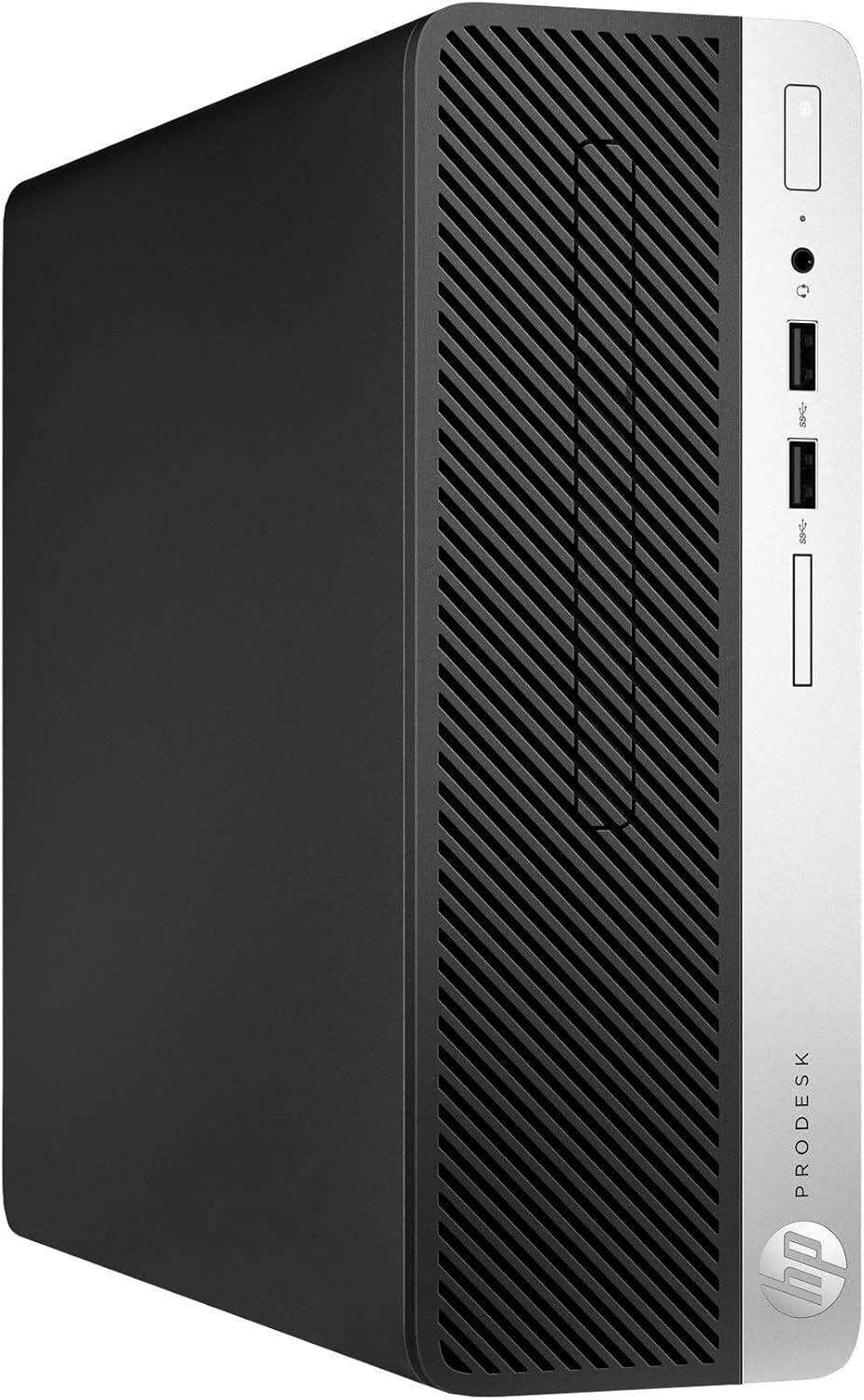 Angle. HP - HP Prodesk 600G4 SFF Desktop PC Combo, Intel i5-8500 3.0 up to 4.1Ghz, 16GB DDR4 RAM, 500GB SSD, New 24" LCD, WIN11PRO - Black.