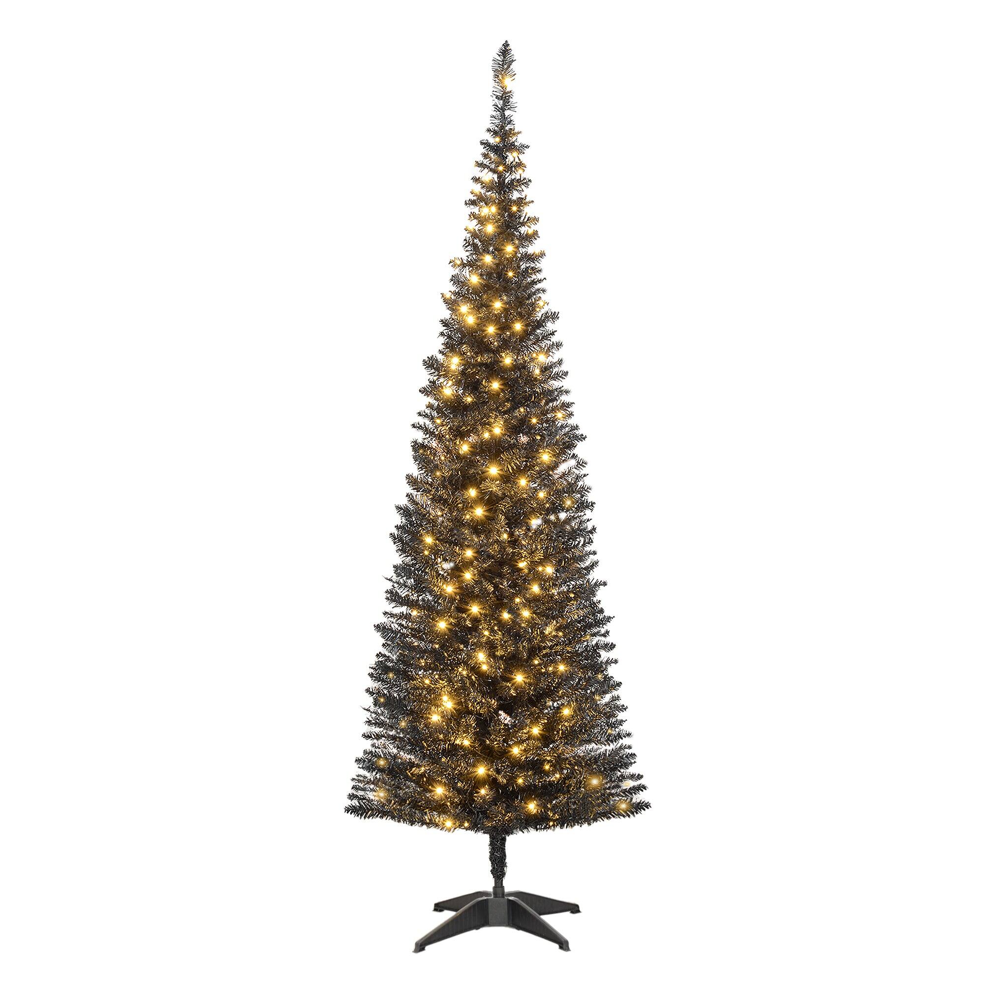 Alt View 5. BreeBe - 5 ft Tall Pre-Lit Slim Noble Fir Artificial Christmas Tree with 160 Warm White LED Lights and 294 Tips - Black.