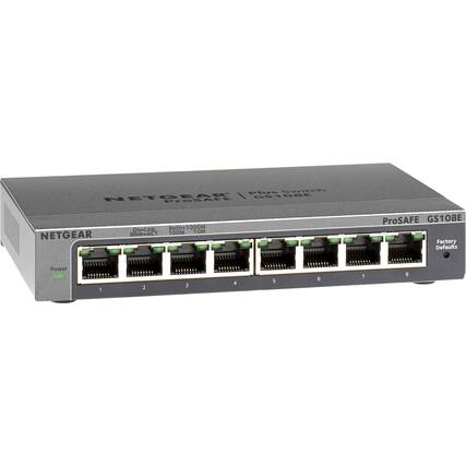 Angle. NETGEAR - 8-Port 10/100/1000 Mbps Gigabit Plus Managed Switch.