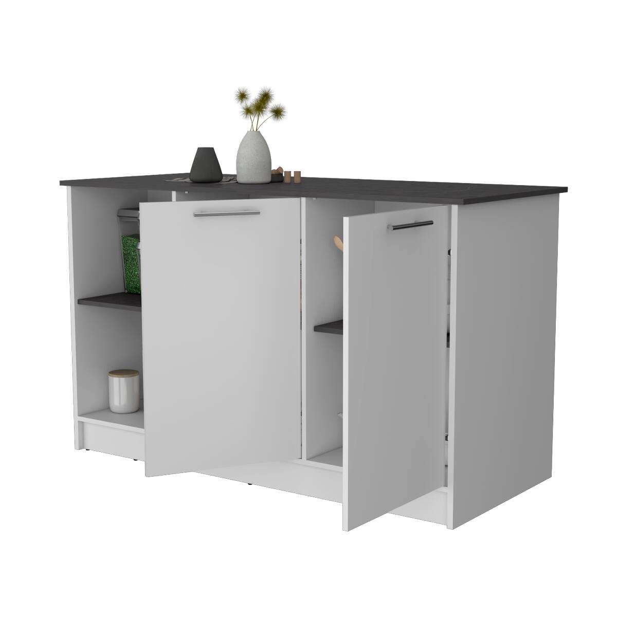 Alt View 4. Loheer - Loheer Multi Color Kitchen Island with Spacious Countertop and Storage - Multi.