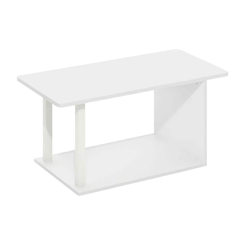 FurniFact - White Coffee Table with Modern Minimalist Design and Durable Construction - White, White