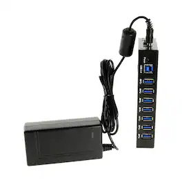 Gearmo - 7-Port USB 3.0 Hub - Metal Chassis - Surface & DIN Rail Mountable - Includes Power Adapter - Black