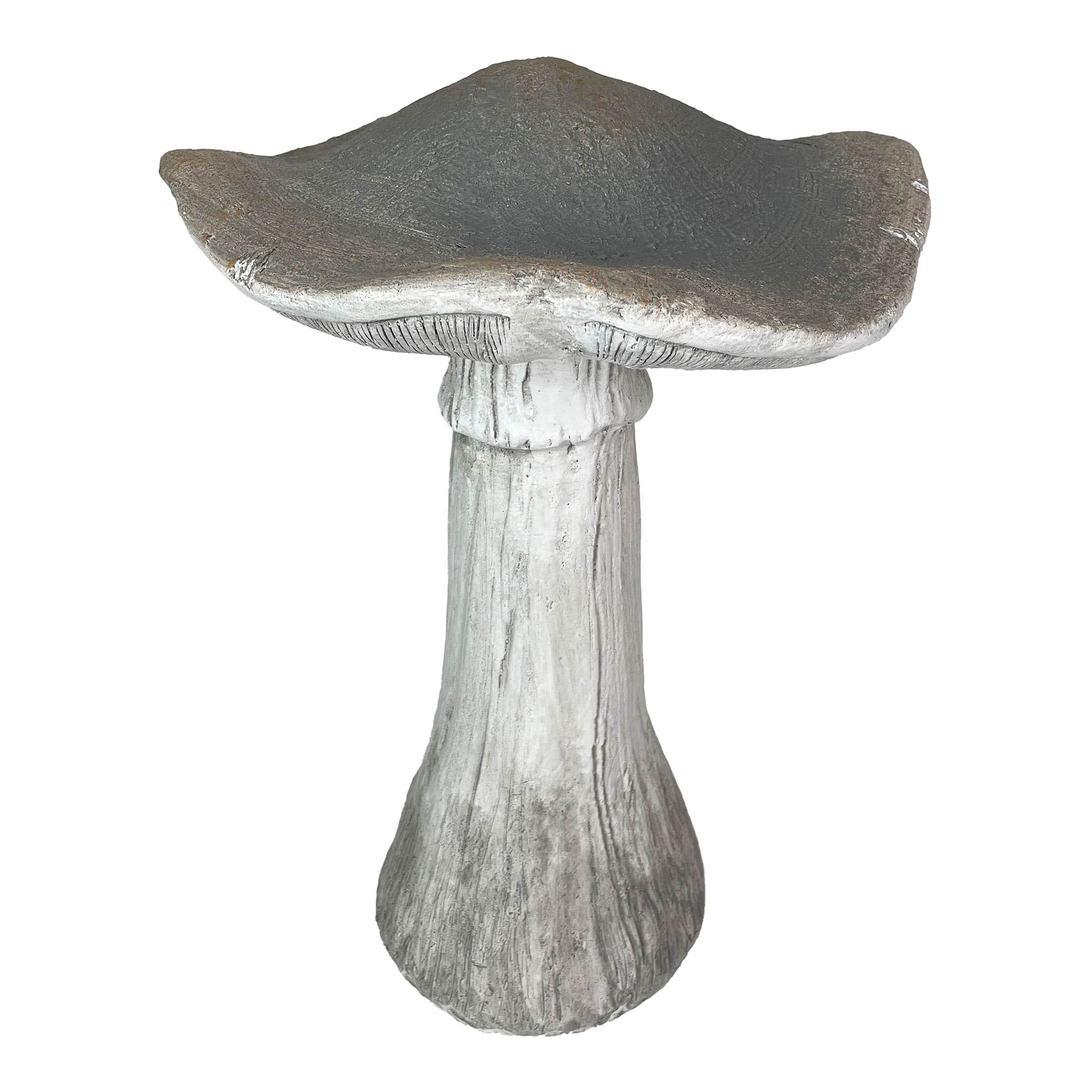 Zeckos - Mushroom Statue 17" High, Outdoor Indoor Magnesium Oxide Garden Decor - Gray