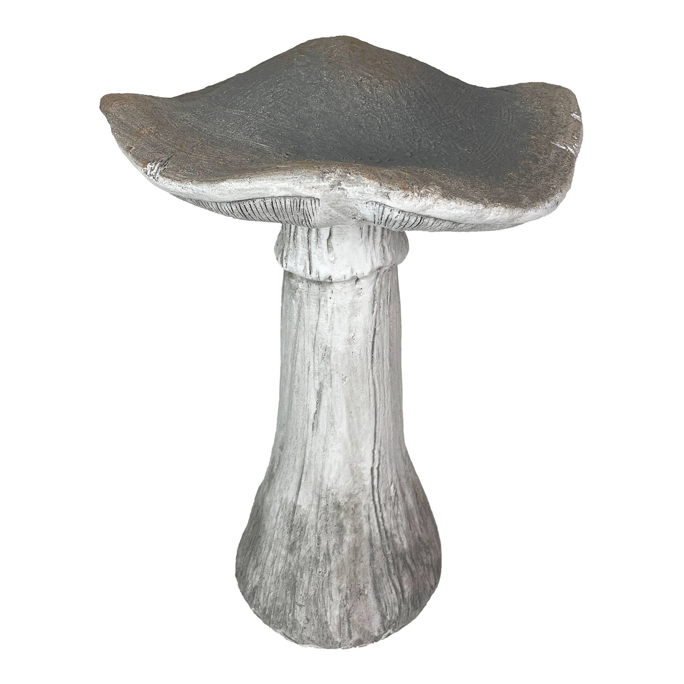 Front. Zeckos - Mushroom Statue 17" High, Outdoor Indoor Magnesium Oxide Garden Decor - Grey.